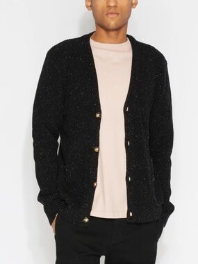 Banks Journal Perse Knitwear Speckled Cardigan Sweater Black Size S